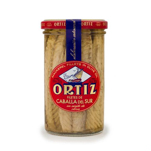 Filets de Maquereau à l'huile d'olive bocal verre, Ortiz, 250g*
