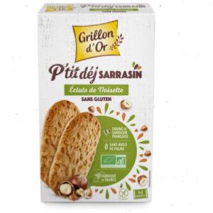 Biscuits petit déjeuner sarrasin et noisettes sans gluten, Grillon d'Or, 150g