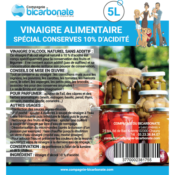 Vinaigre alimentaire naturel concentré à 10°, Compagnie du bicarbonate, 5l