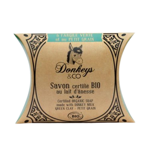 Savon au lait d'ânesse â l'argile verte et au petit grain, Donkeys&Co, 100g