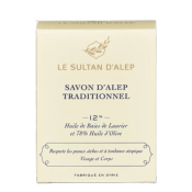 Savon d’Alep traditionnel 12% d’huile de baies de laurier et 78% d’huile d’olive, Le Sultan d’Alep, 200g*