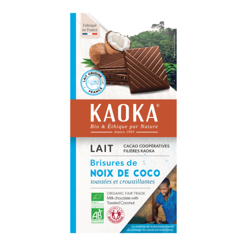 Chocolat au lait noix de coco, Kaoka, 100g*