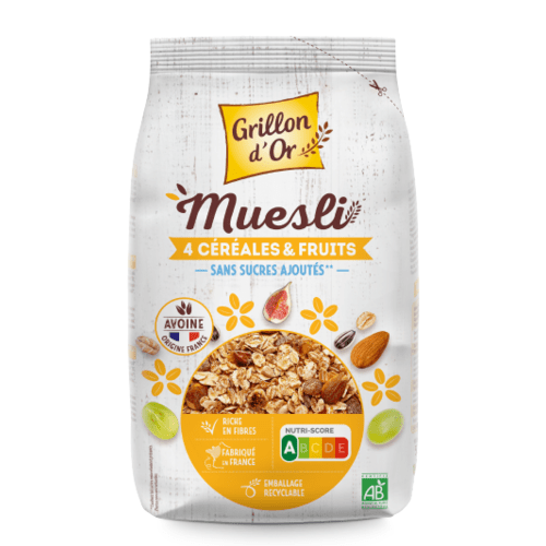Muesli 4 céréales, Grillon d'Or, 500g*