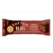 Barre pralinée suisse vegan aux noisettes et chocolat noir, Rhythm 108, 33g
