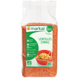 Lentilles rouges corail, Markal, 500g
