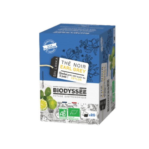 Thé noir earl grey de Ceylan, Biodyssée, 20pcs*